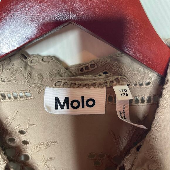 MOLO Runa Eyelet Button Down Blouse Moth Grey sz 170/176 women S - Picture 3 of 10